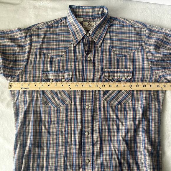 Vtg Dee Cee Mens Plaid Western Shirt 16-1/2 34 Large Pearl Snaps Cowboy Grunge - Picture 7 of 12